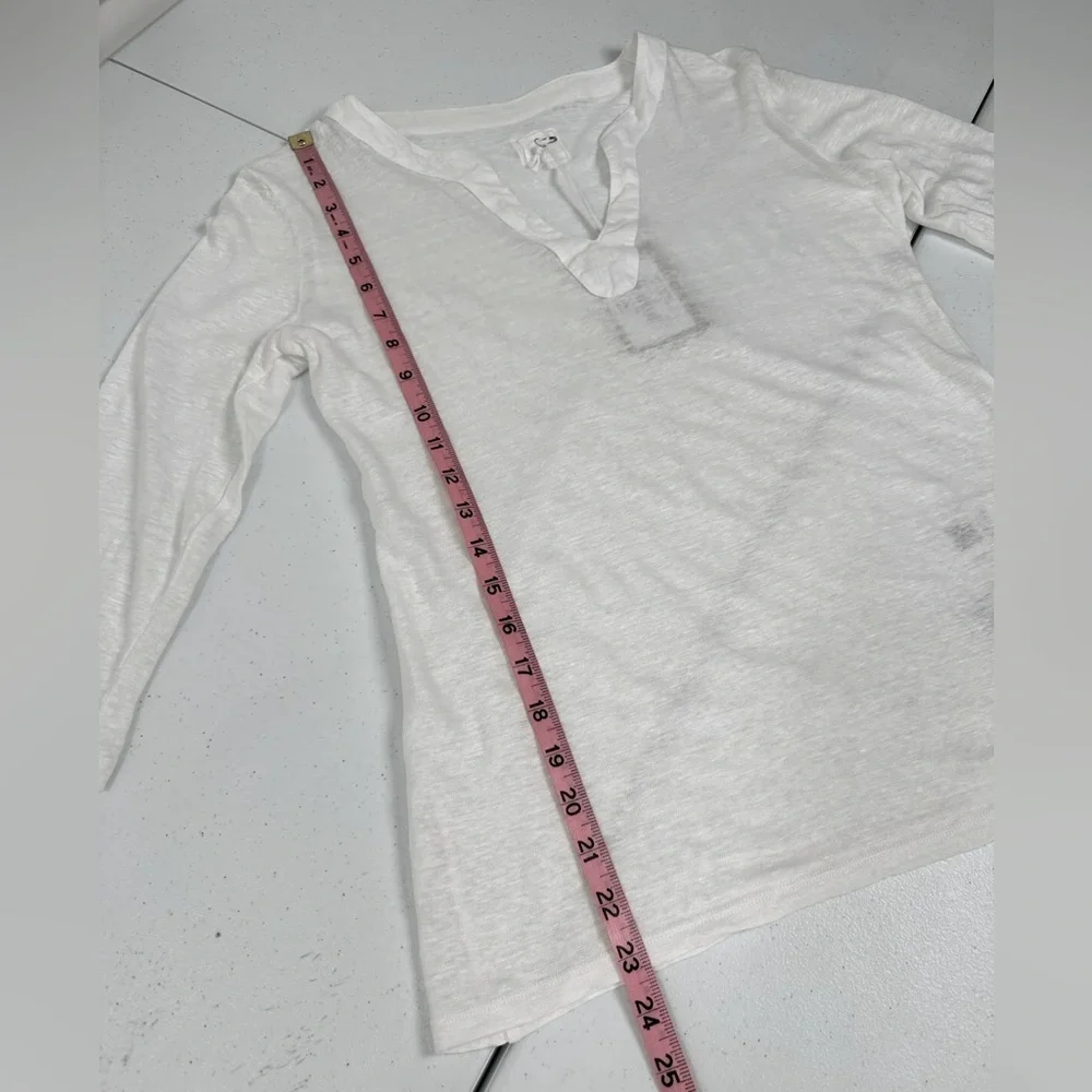 NWT 120% Lino Long Sleeve Women Linen T-Shirt White - Picture 6 of 10